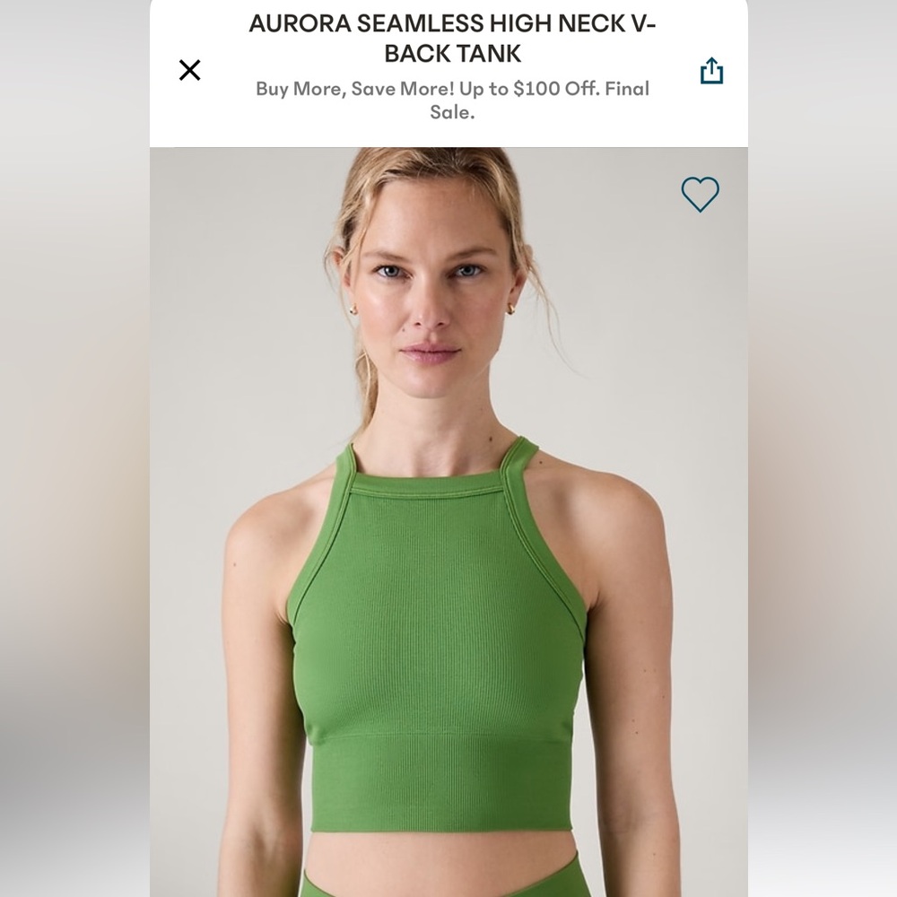 NWT Athleta Aurora Seamless High Neck V-Back Tank